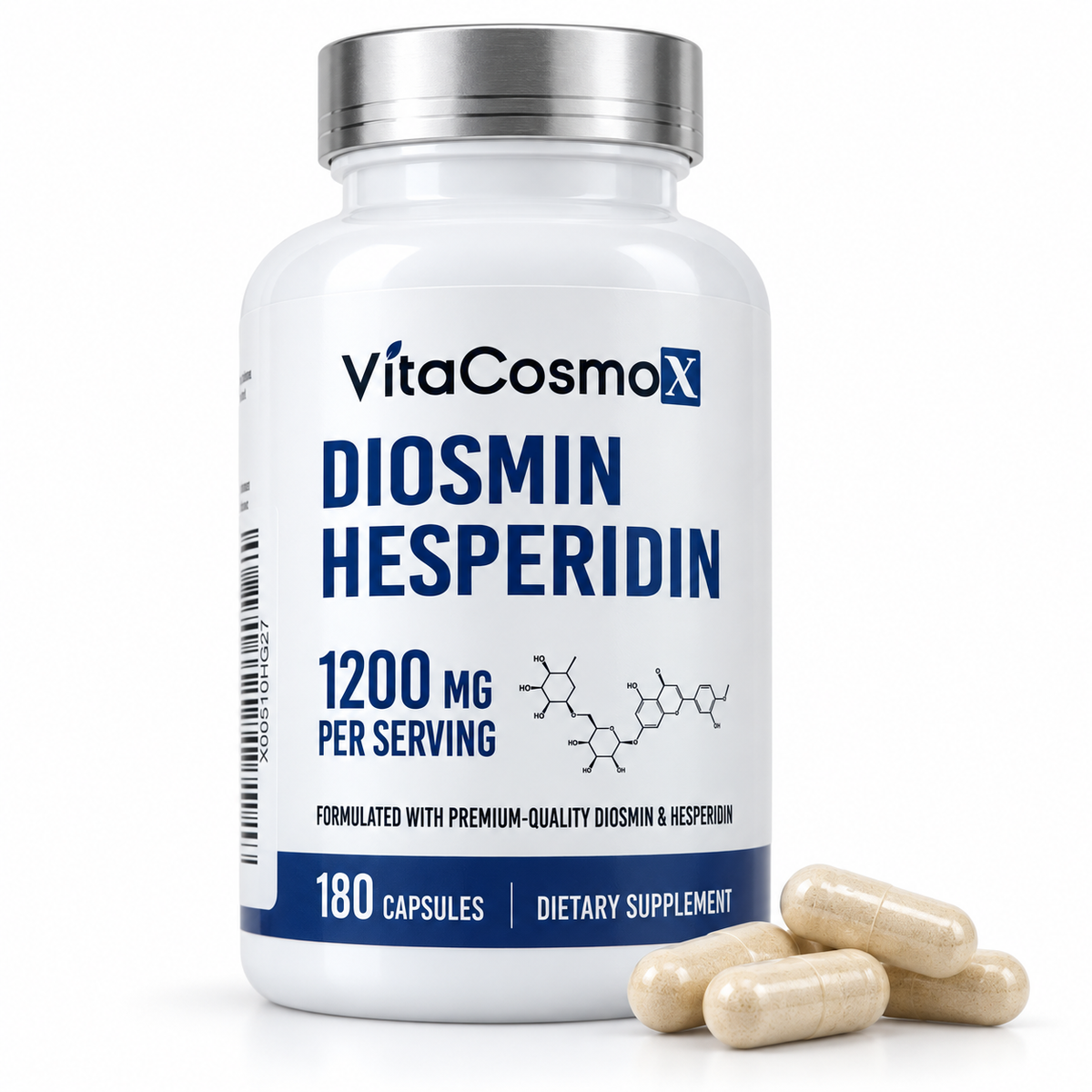 VitaCosmoX Diosmin + Hesperidin 1200 mg — 180 მცენარეული კაფსულა