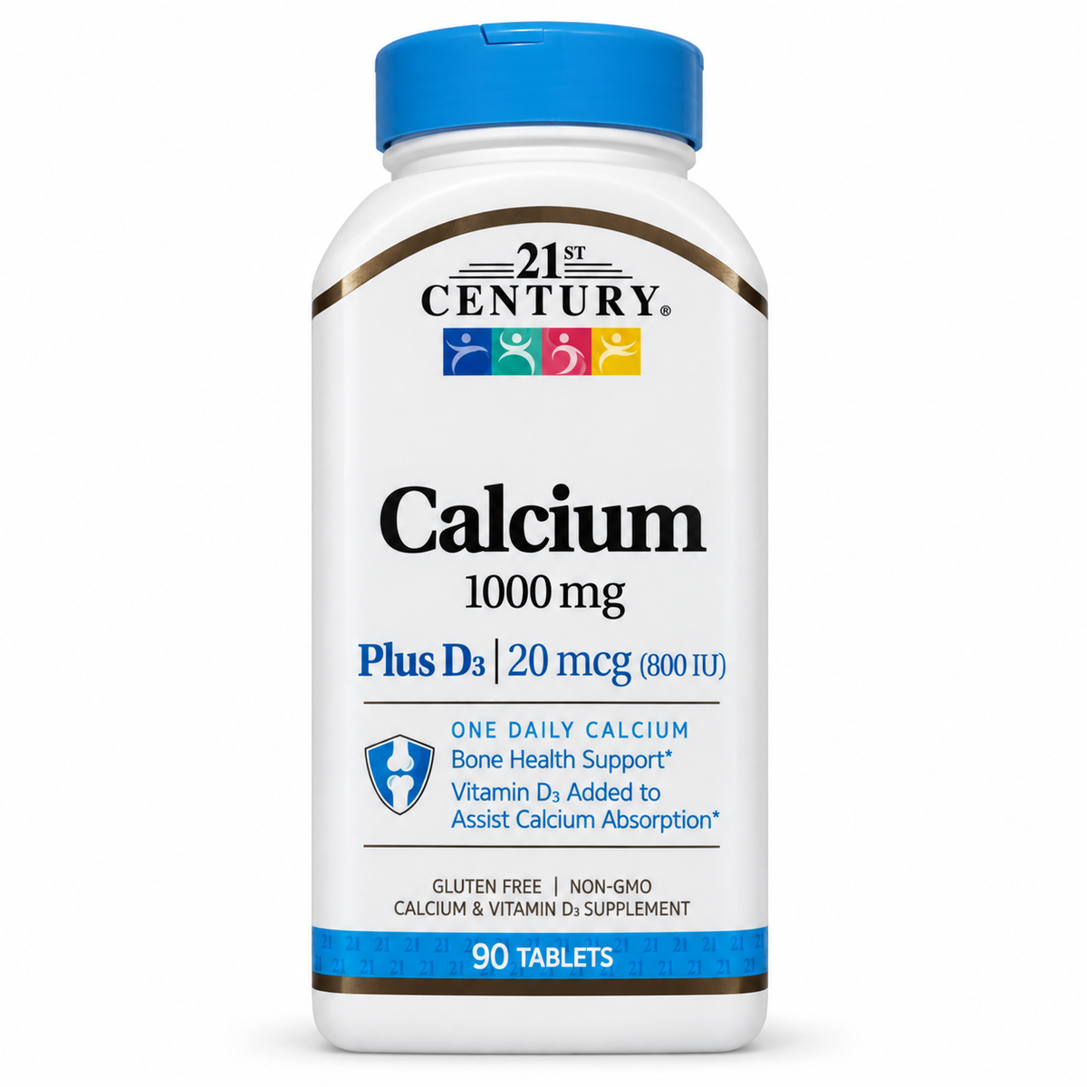 21st Century Calcium 1000 mg Plus D3 800 IU — 90 tablets, front