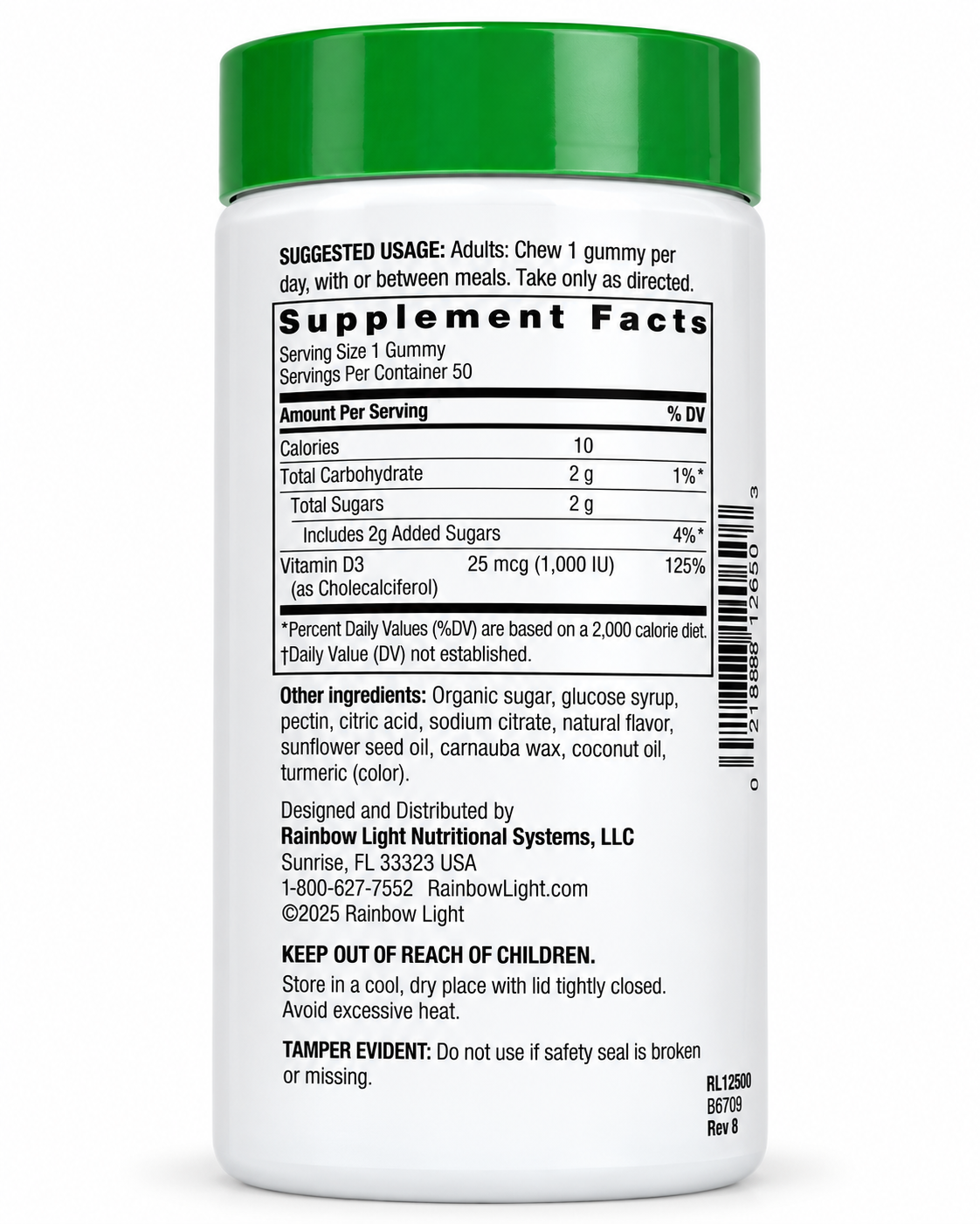 Rainbow Light Sunny Gummies Vitamin D3 1000 IU — 50 ჟელე
