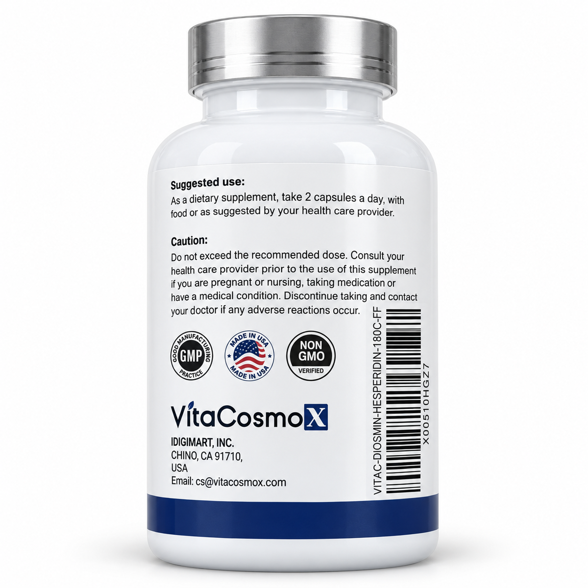 VitaCosmoX Diosmin + Hesperidin 1200 mg — 180 მცენარეული კაფსულა