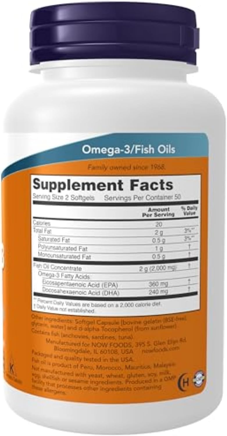NOW Foods Omega-3 Fish Oil 1000 mg — 100 კაფსულა
