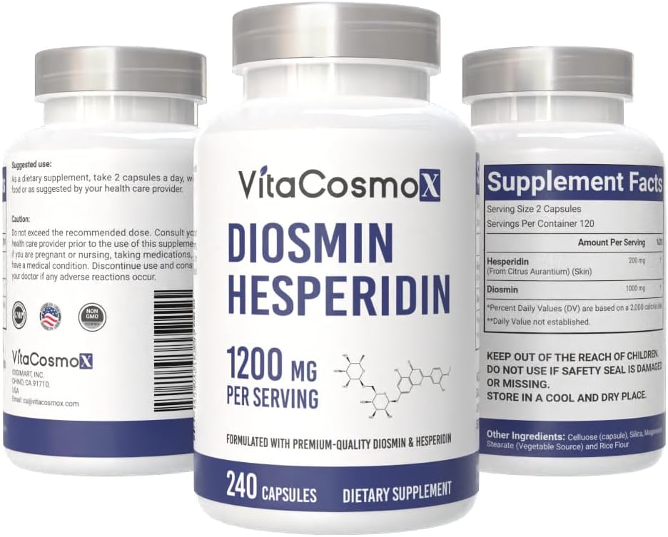 VitaCosmoX Diosmin + Hesperidin 1200 მგ, 240 კაფსულა