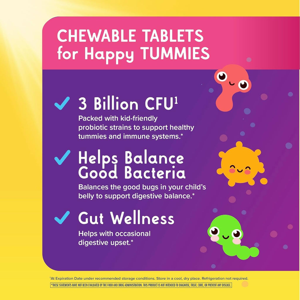 Renew Life Ultimate Flora Kids Probiotic 3 Billion – საბავშვო პრობიოტიკი, 60 საღეჭი ტაბლეტი