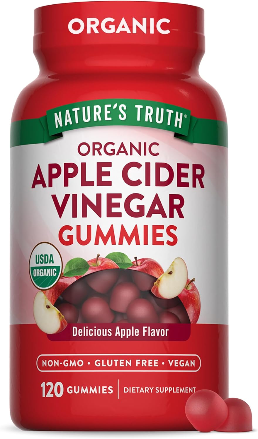 Nature's Truth Organic Apple Cider Vinegar Gummies – ორგანული ვაშლის ძმრის ჯელეები, 120 ცალი