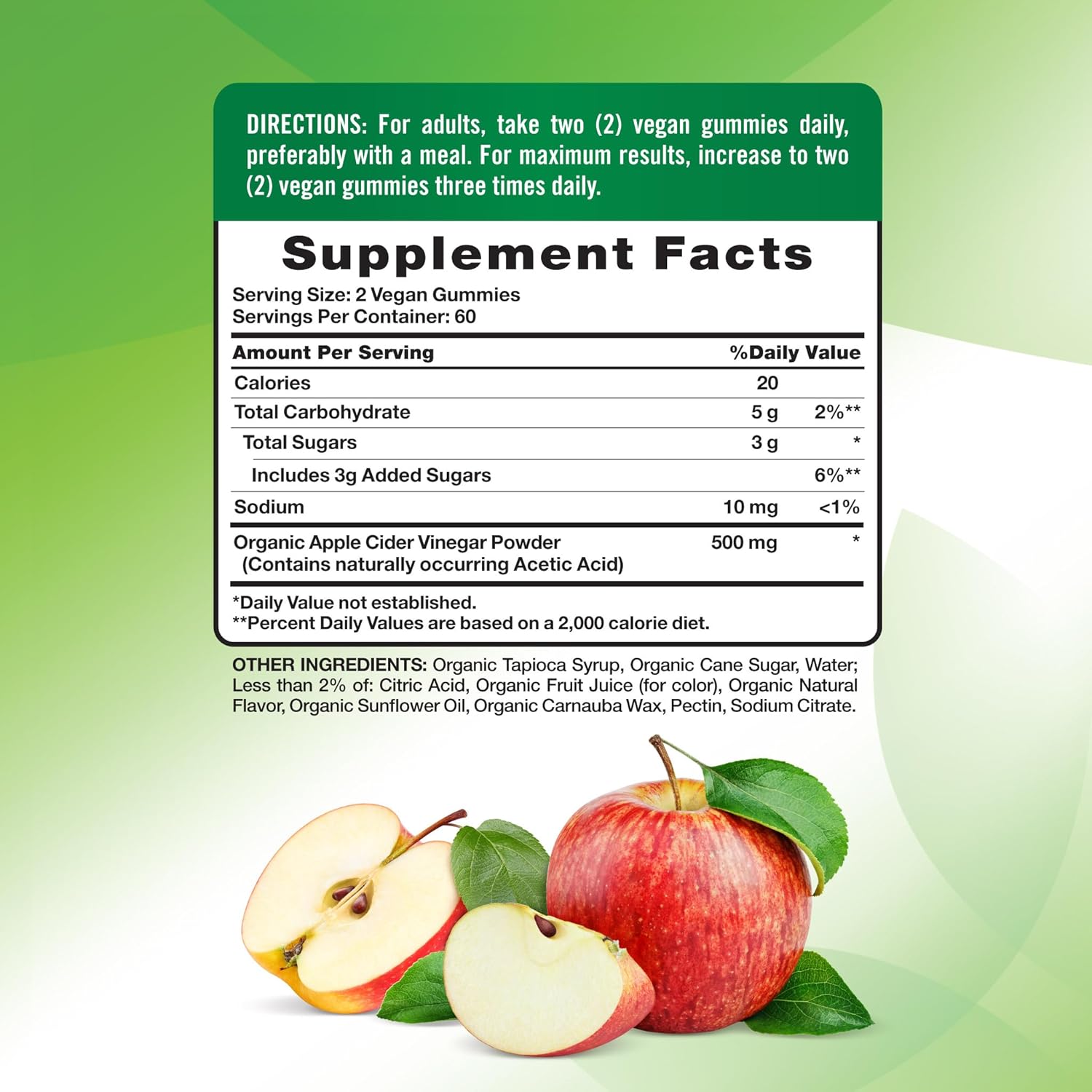 Nature's Truth Organic Apple Cider Vinegar Gummies – ორგანული ვაშლის ძმრის ჯელეები, 120 ცალი