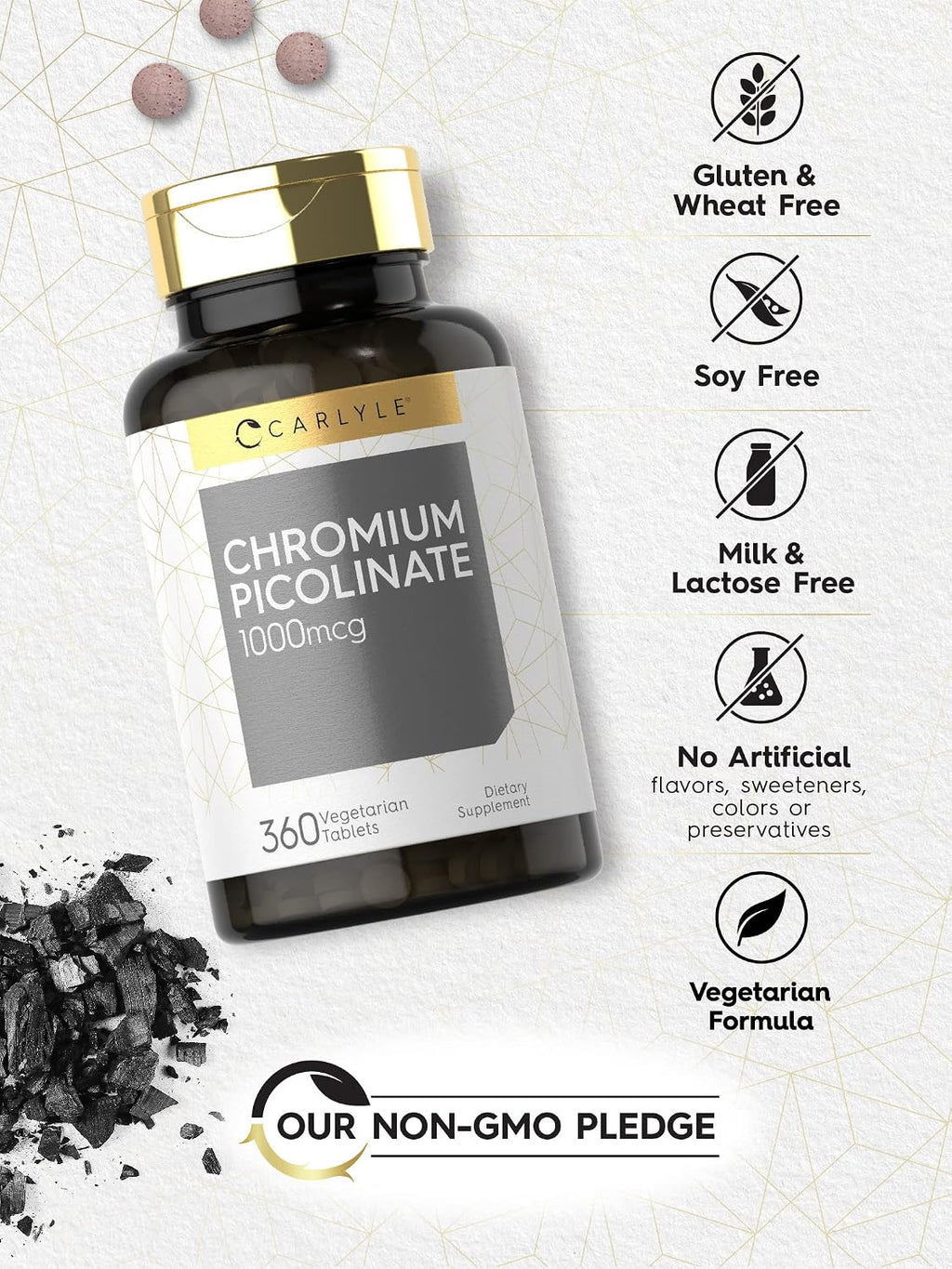Carlyle Chromium Picolinate 1000 mcg — ქრომის პიკოლინატი | 360 ვეგეტარიანული ტაბლეტი