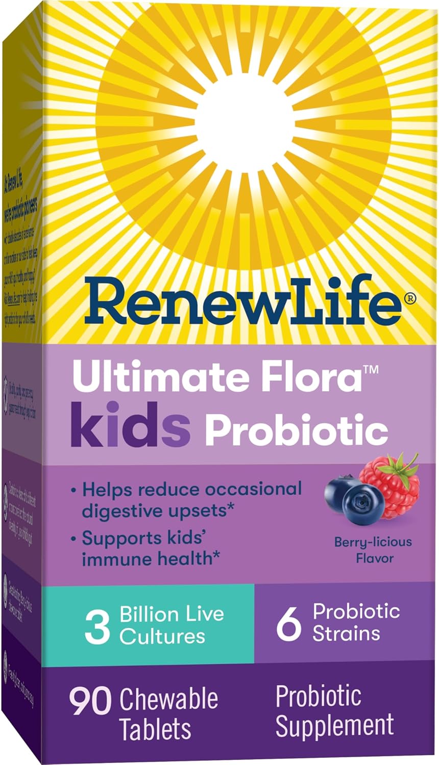 Renew Life Ultimate Flora Kids Probiotic 3 Billion – საბავშვო პრობიოტიკი, 90 საღეჭი ტაბლეტი