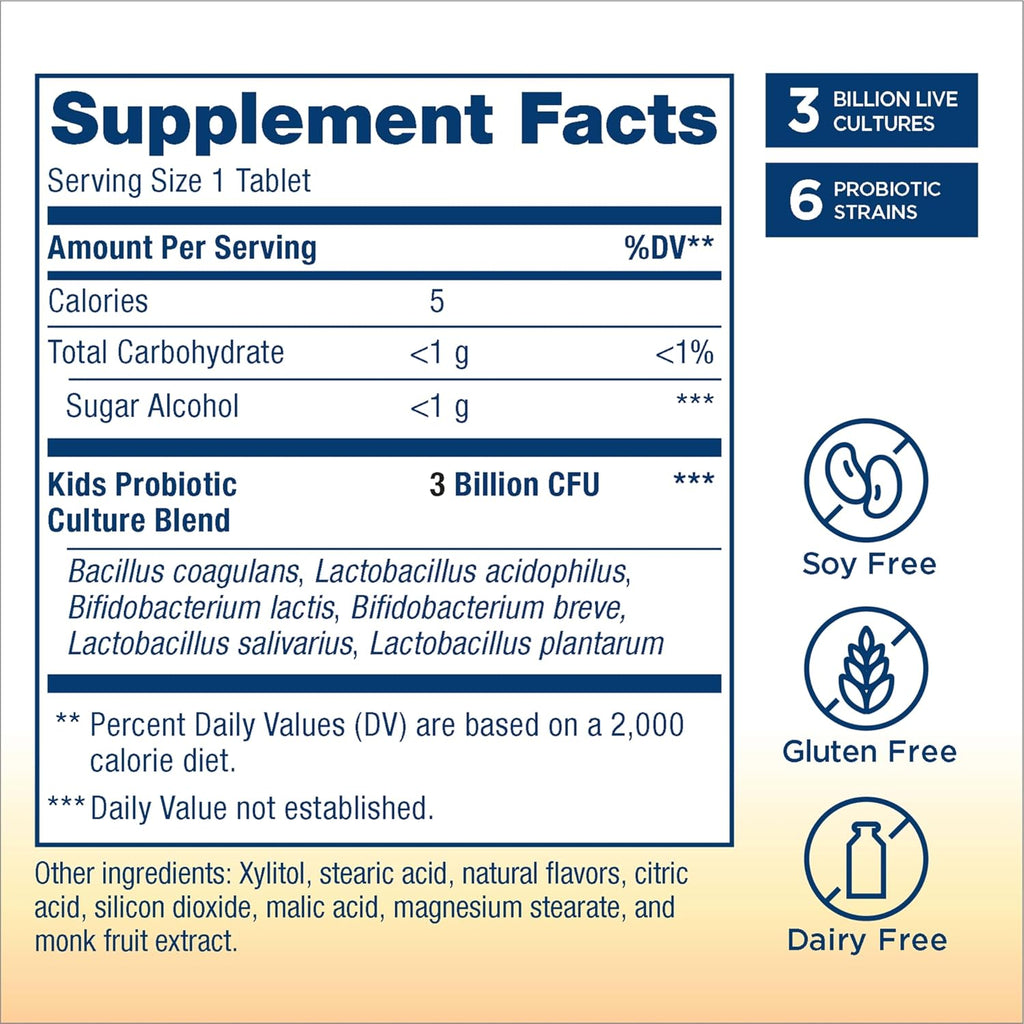 Renew Life Ultimate Flora Kids Probiotic 3 Billion – საბავშვო პრობიოტიკი, 90 საღეჭი ტაბლეტი