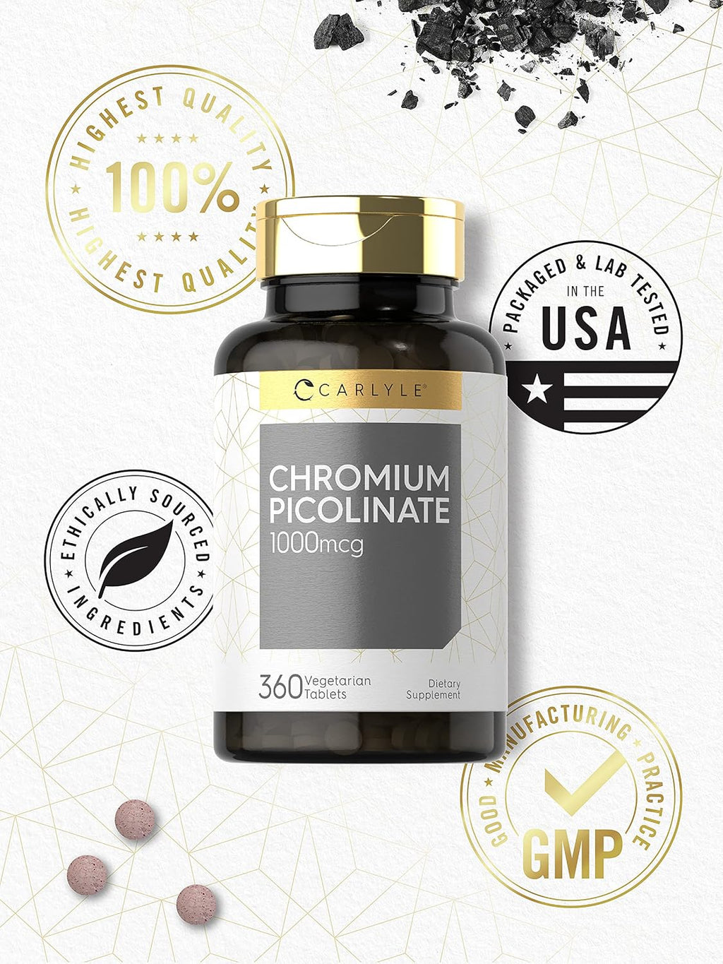 Carlyle Chromium Picolinate 1000 mcg — ქრომის პიკოლინატი | 360 ვეგეტარიანული ტაბლეტი