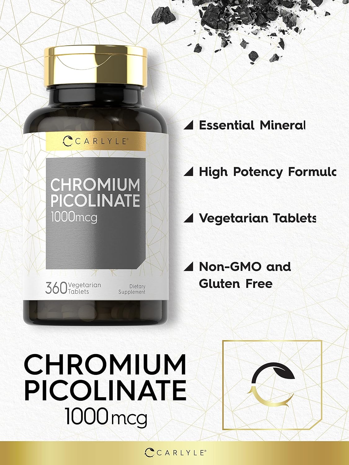 Carlyle Chromium Picolinate 1000 mcg — ქრომის პიკოლინატი | 360 ვეგეტარიანული ტაბლეტი
