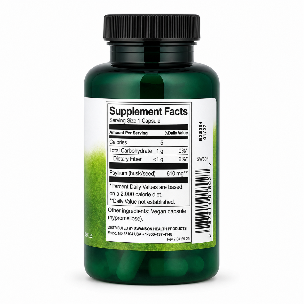 Swanson Psyllium Husk Fiber – 100 Capsules