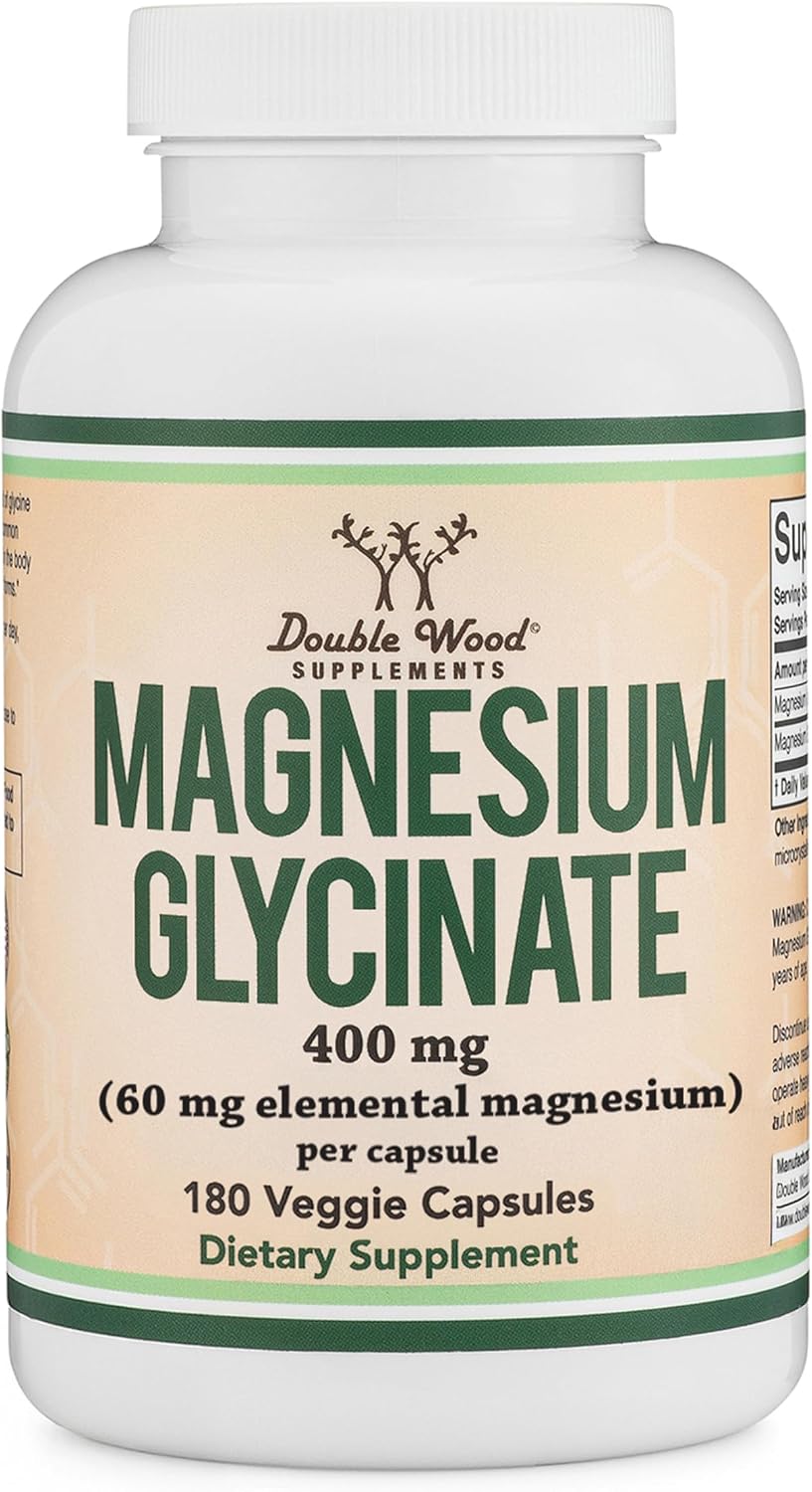 Double Wood Magnesium Glycinate 400 mg — 180 კაფსულა, წინა მხარე