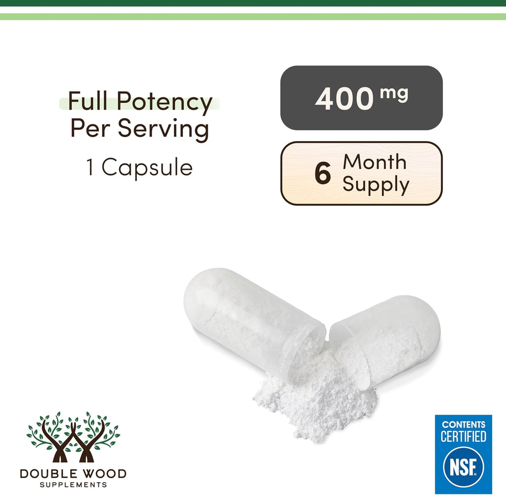 Double Wood Magnesium Glycinate — 400 mg, 1 კაფსულა, 6 თვის მარაგი
