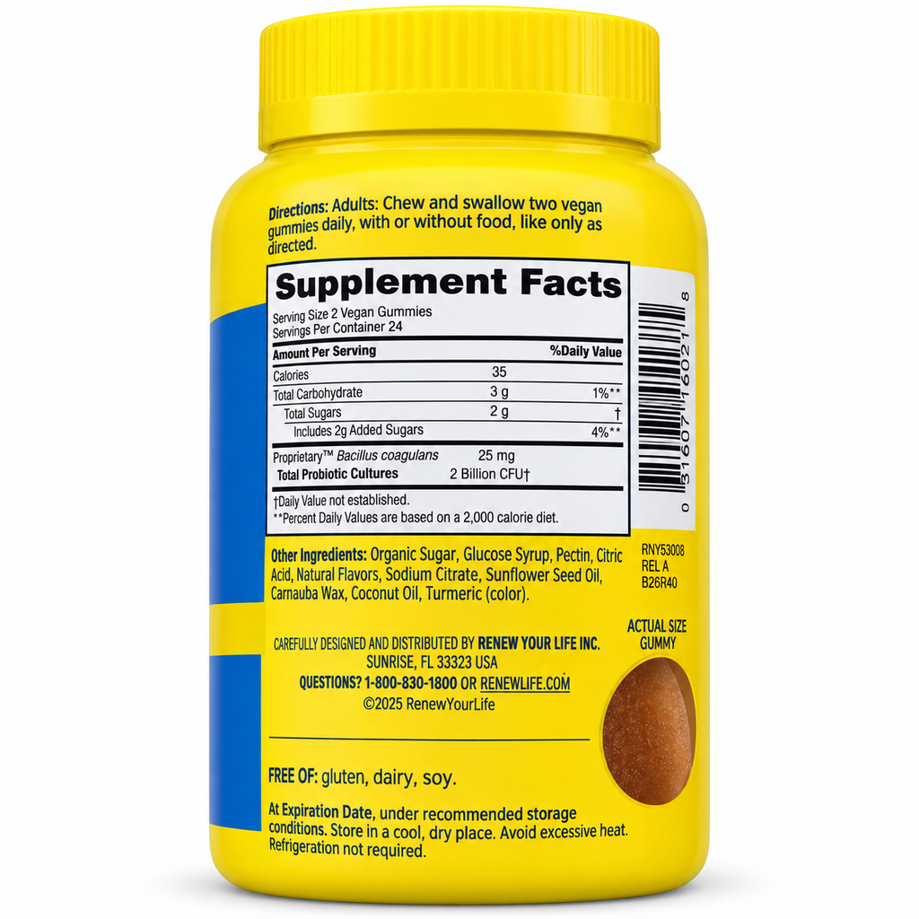 Renew Life Ultimate Flora Extra Care Probiotic Gummies — 2 Billion CFU, 48 Vegan Gummies