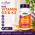 NOW Foods Vitamin D3 & K2, 1,000 IU / 45 mcg — 120 კაფსულა