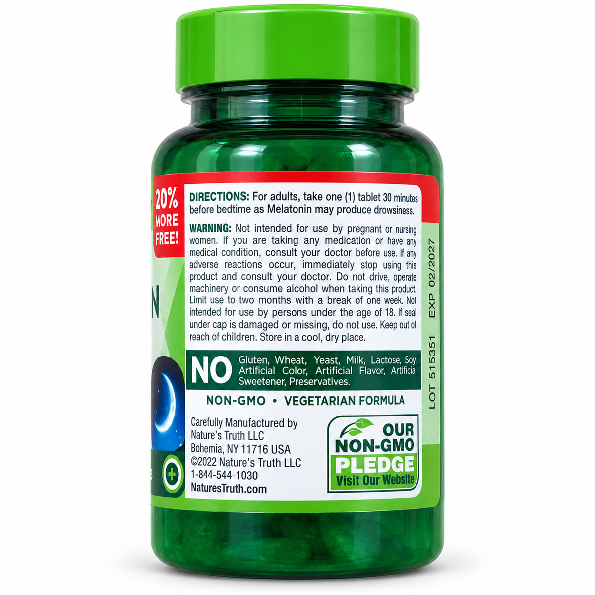 Nature's Truth Melatonin 10 mg + L-Theanine — 72 ტაბლეტი