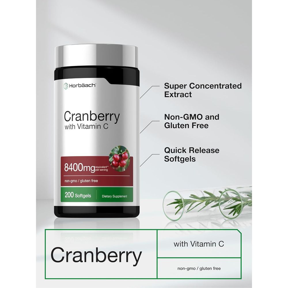 Horbäach Cranberry 8,400 mg — 200 Softgels, Non-GMO, Gluten Free