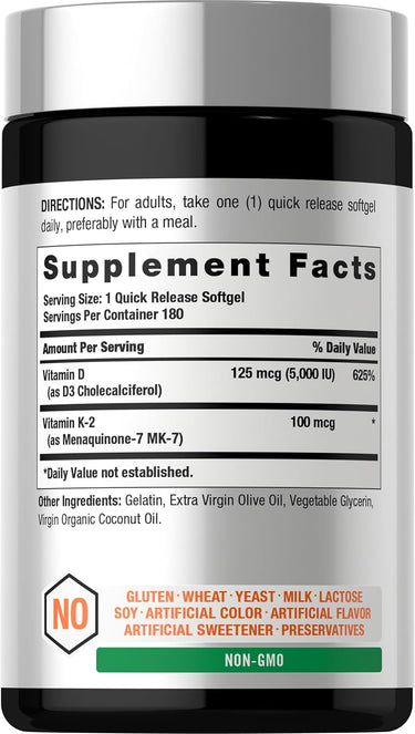 Horbäach Vitamin D3 K2 Supplement Facts