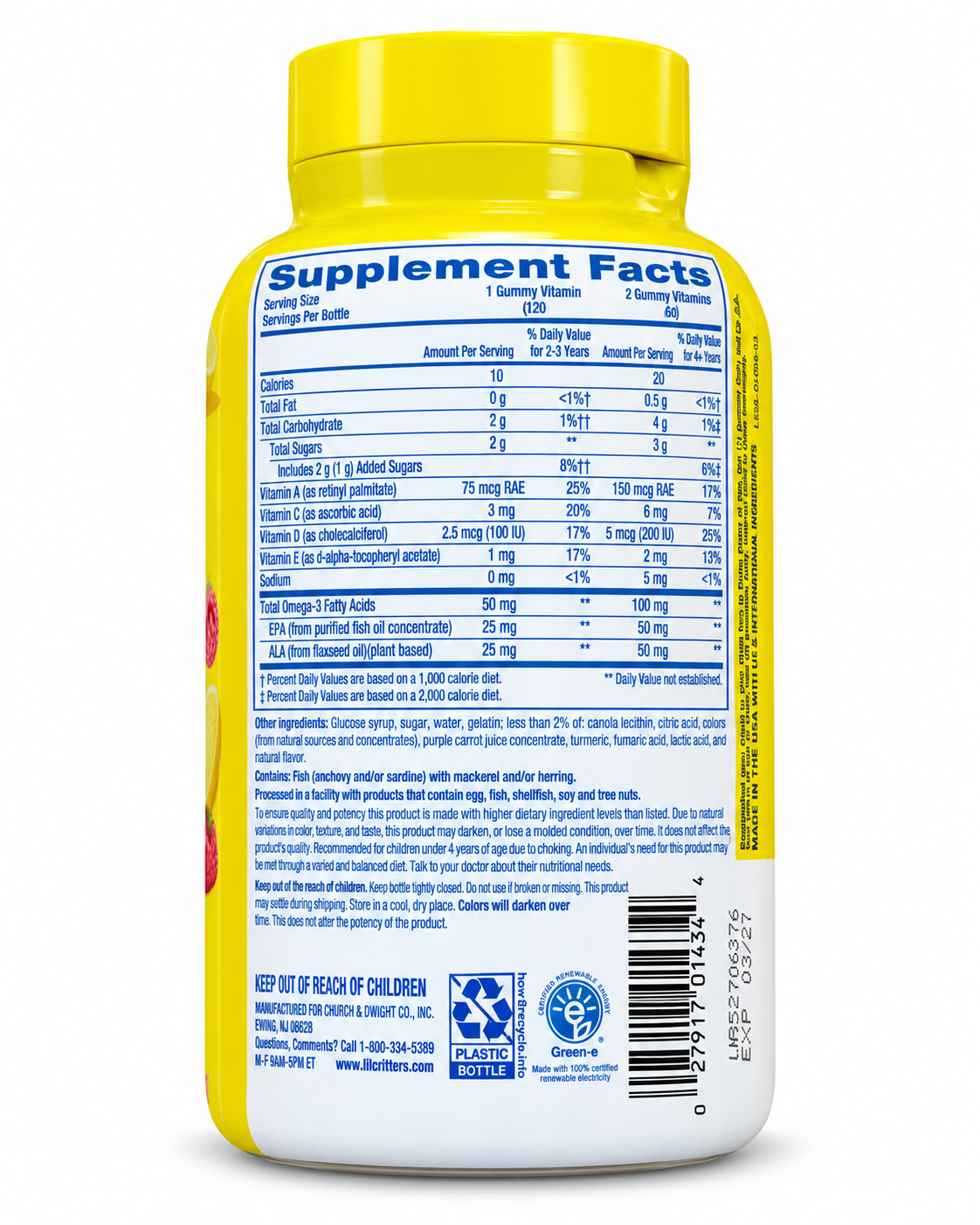 L’il Critters by vitafusion Omega-3 120 gummies — Supplement Facts