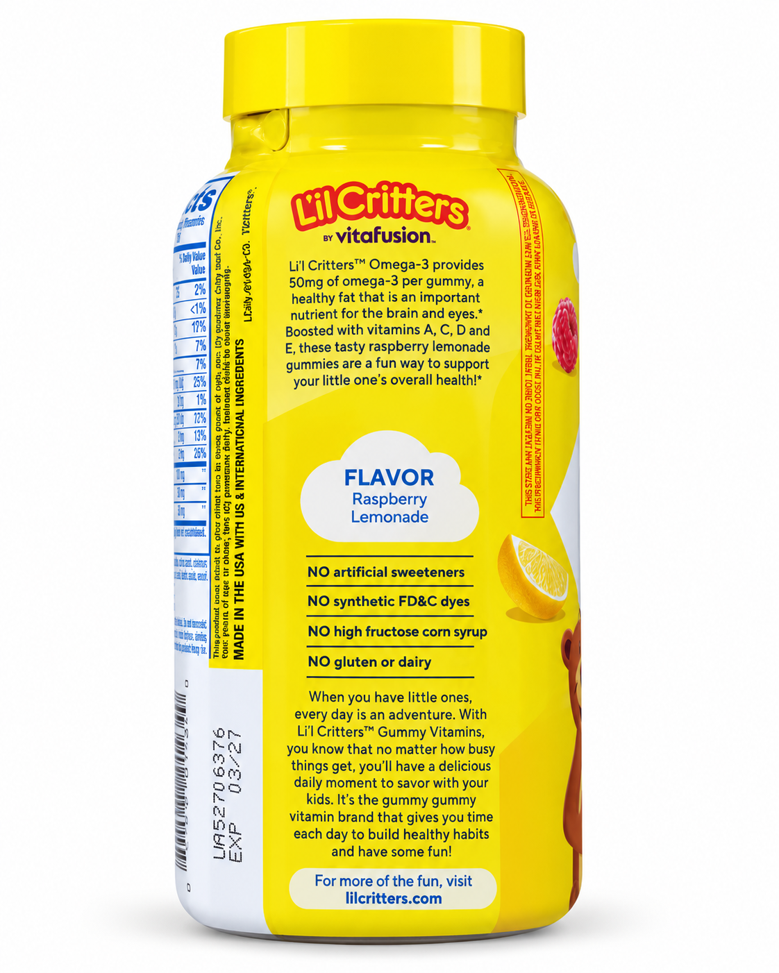 L’il Critters by vitafusion Omega-3 120 gummies — side label