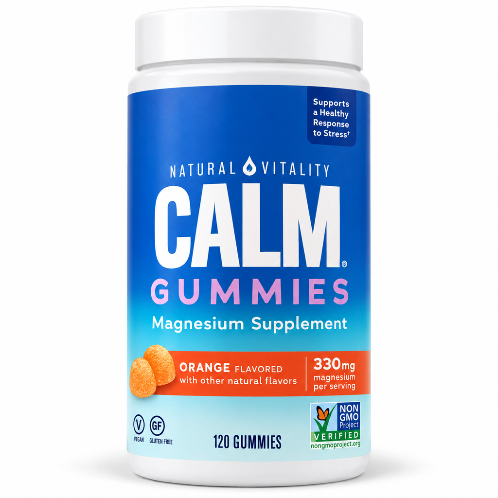 Natural Vitality CALM Magnesium Gummies 330 mg, Orange Flavor, 120 Gummies - front