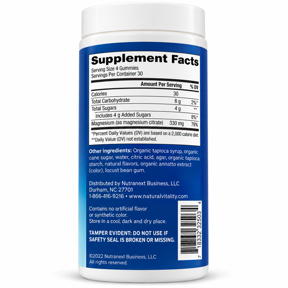 Natural Vitality CALM Magnesium Gummies - Supplement Facts
