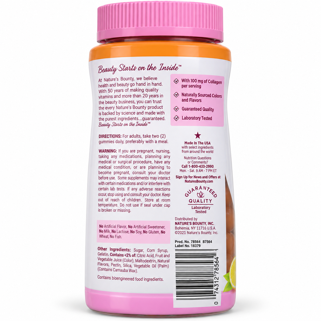 Nature's Bounty Hair, Skin & Nails Gummies — უკანა ეტიკეტი