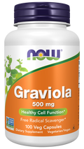 NOW Foods Graviola 500 mg 100 Veg Capsules bottle front