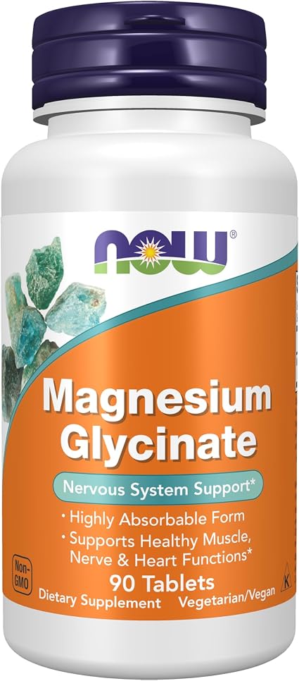 NOW Foods Magnesium Glycinate 100 mg — 90 ტაბლეტი, წინა მხარე