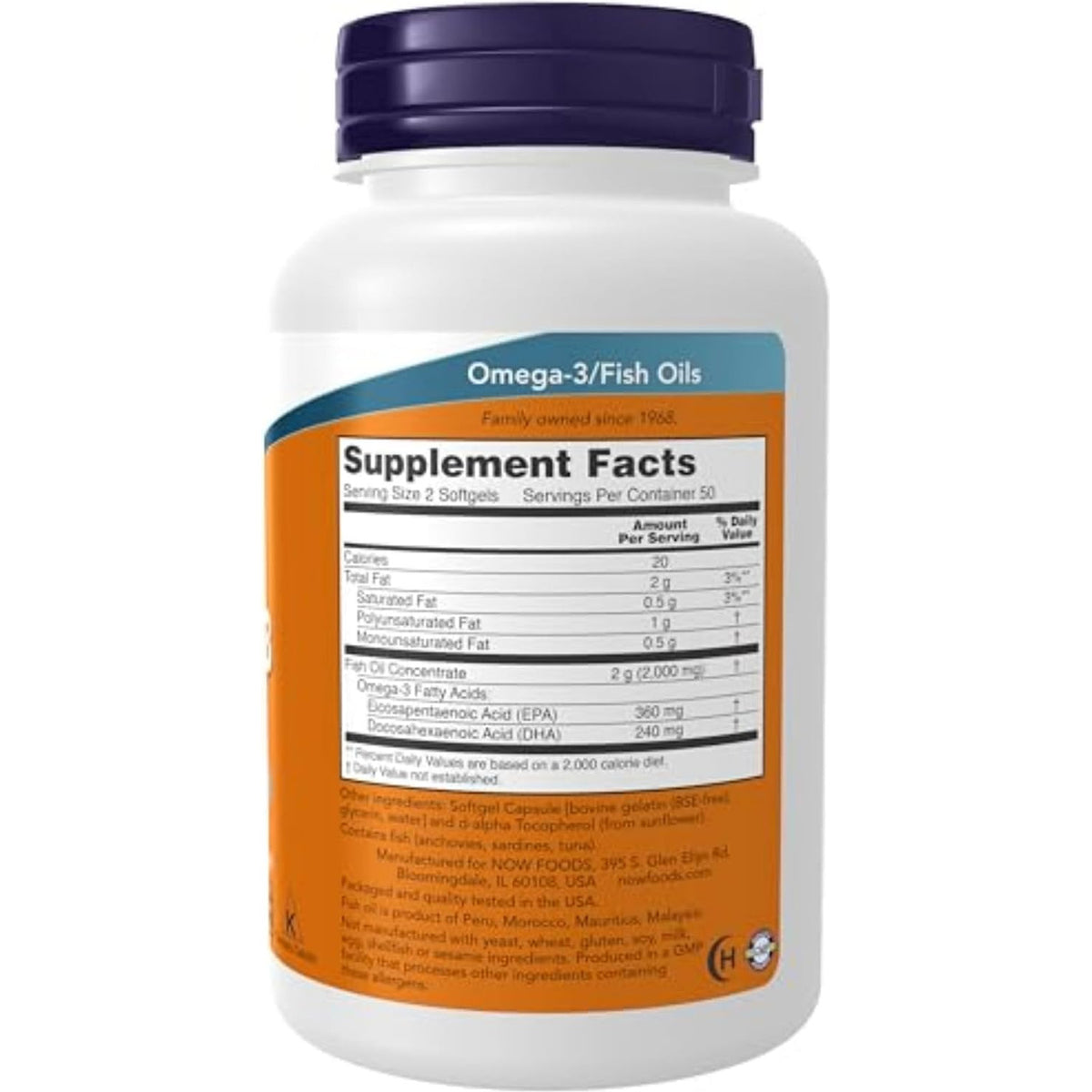 NOW Foods Omega-3 100 Softgels product image