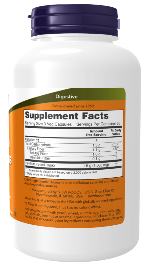 NOW Foods Psyllium Husk 500 mg - ეტიკეტი