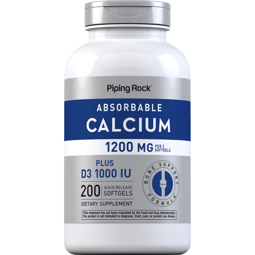 Piping Rock Absorbable Calcium 1200 mg + Vitamin D3 1000 IU — 200 Softgels