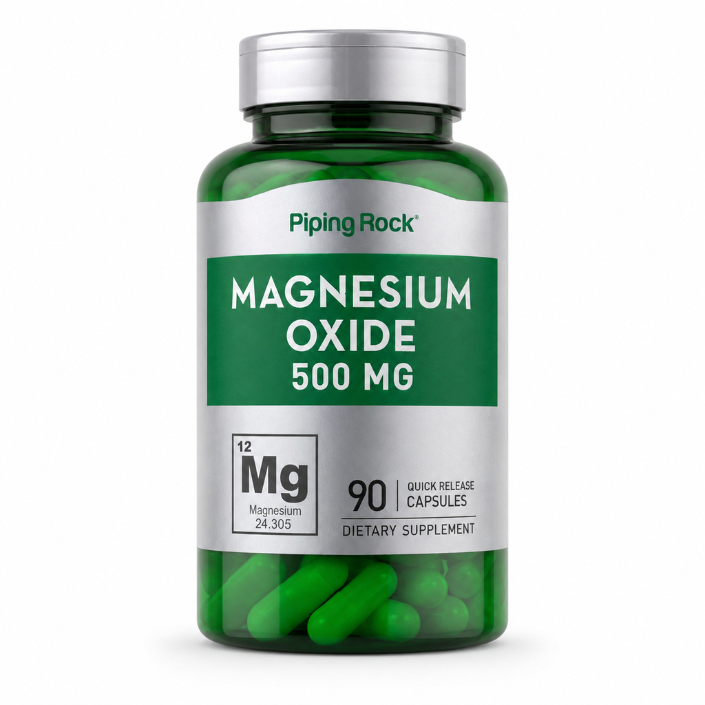 Piping Rock Magnesium Oxide 500 mg — 90 კაფსულა, წინა მხარე
