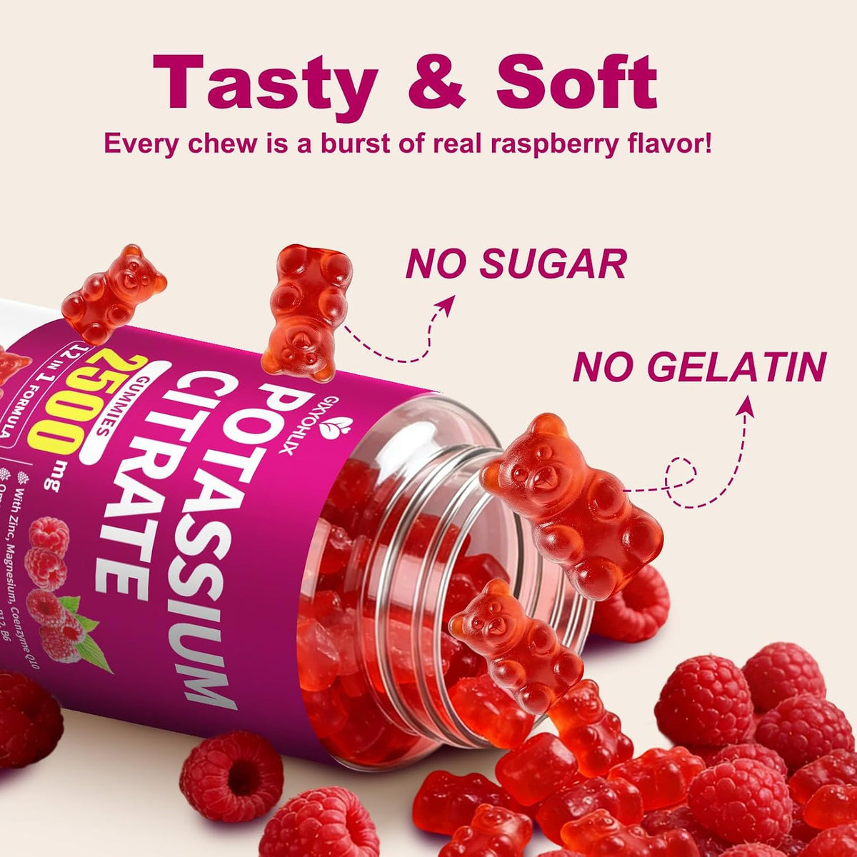 Potassium Citrate Gummies 2500 mg — ჟოლოს გემო