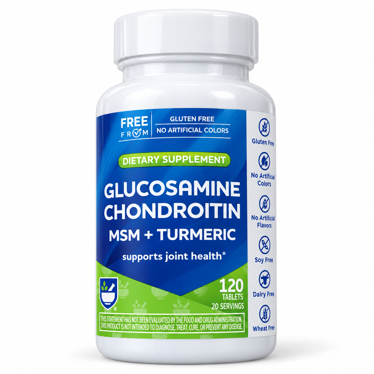 Rite Aid Glucosamine Chondroitin MSM + Turmeric 120 Tablets — angled view