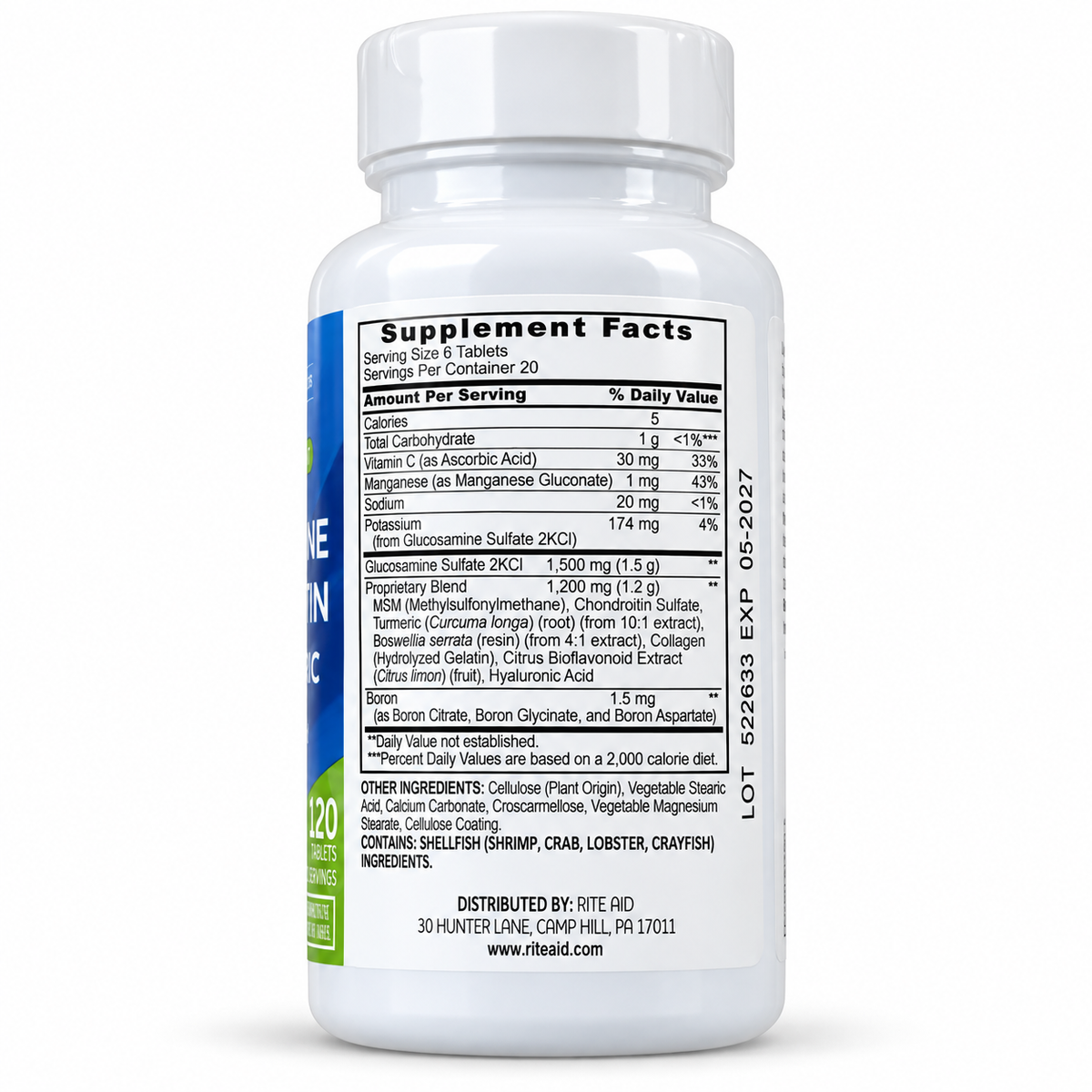 Rite Aid Glucosamine Chondroitin MSM + Turmeric — Supplement Facts
