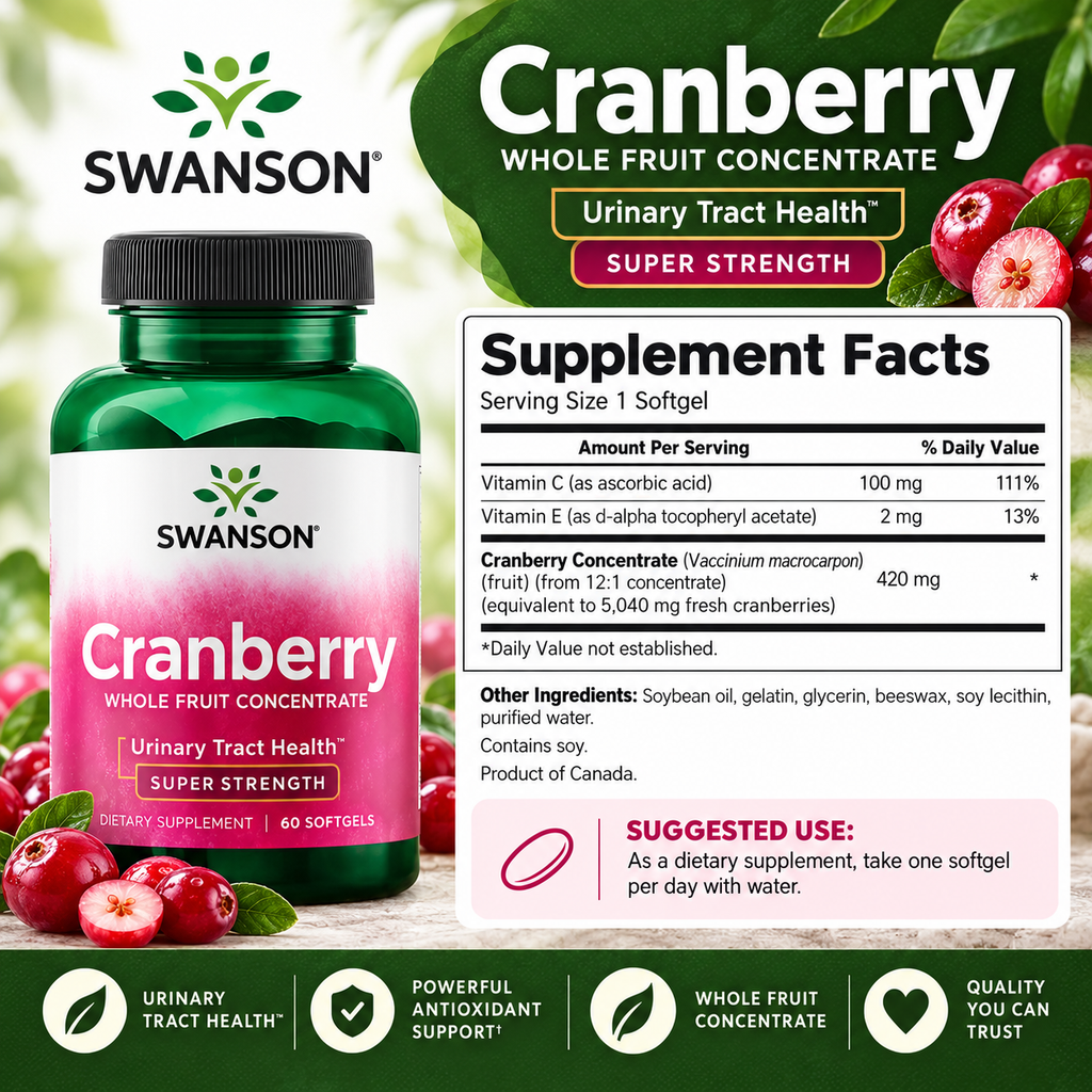Swanson Cranberry supplement facts and suggested use