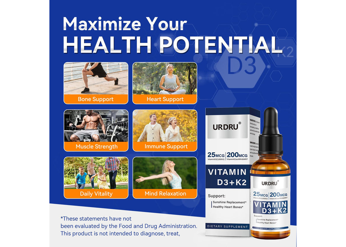 URDRU Vitamin D3 + K2 Liquid Drops ingredient list