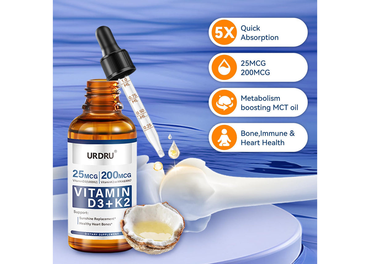 URDRU Vitamin D3 + K2 Liquid Drops side view
