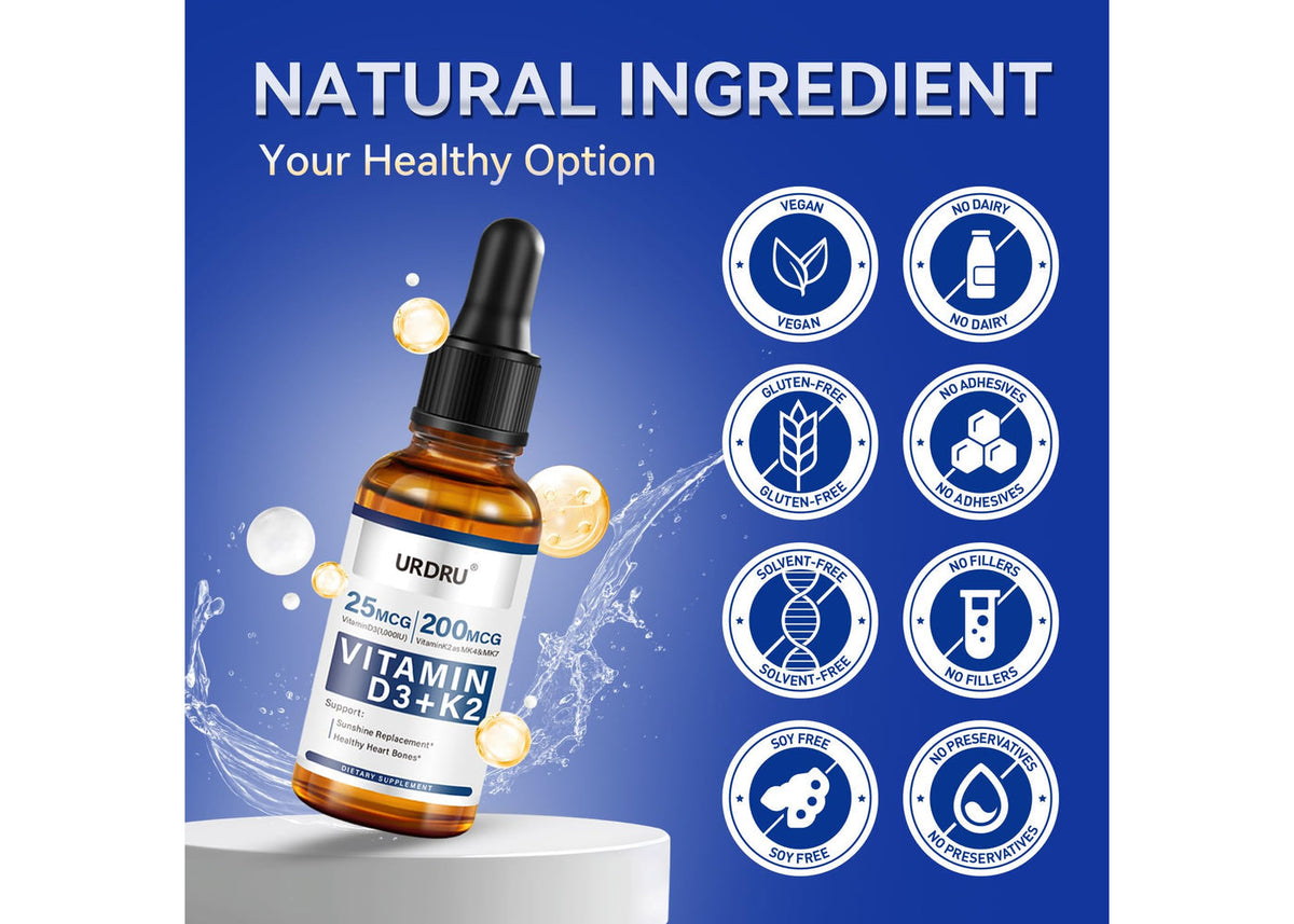 URDRU Vitamin D3 + K2 Liquid Drops usage instructions