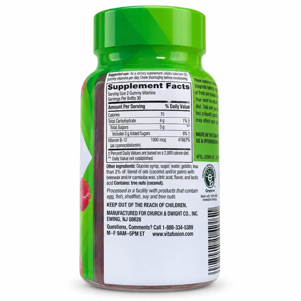 Vitafusion B12 1000 მკგ, 60 ჟელე — შემადგენლობა
