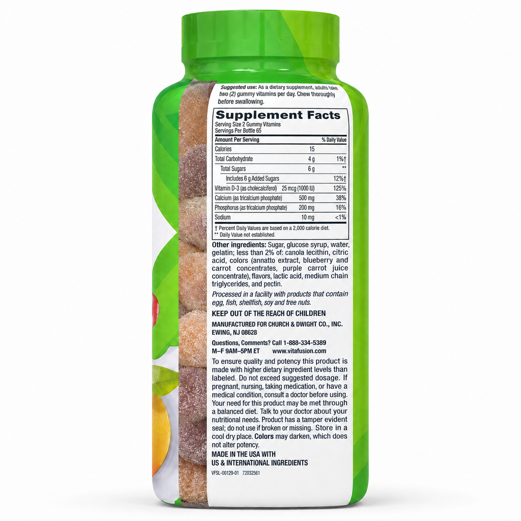 Vitafusion Calcium 130 ჟელე - შემადგენლობა