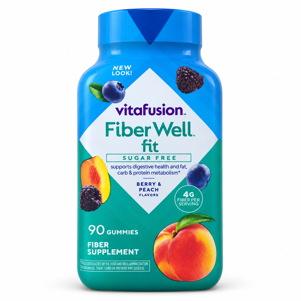 Vitafusion Fiber Well Fit უშაქრო ბოჭკოვანი ჟელეები 90 ცალი - წინა მხარე