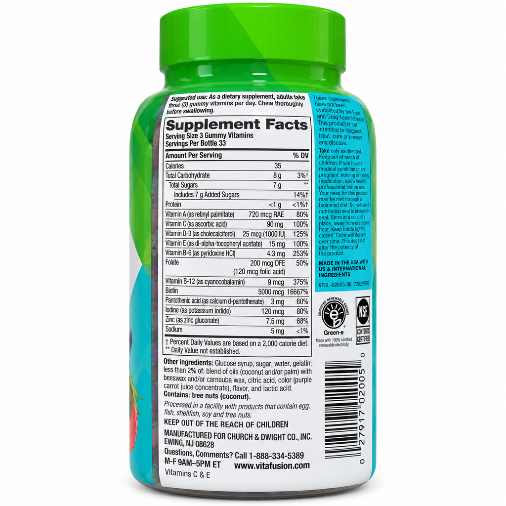 Vitafusion Hair Skin & Nails 100 Gummies - შემადგენლობა
