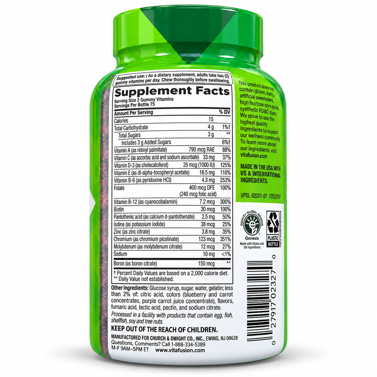 Vitafusion Men's Multi 120 Gummies — შემადგენლობა და Supplement Facts