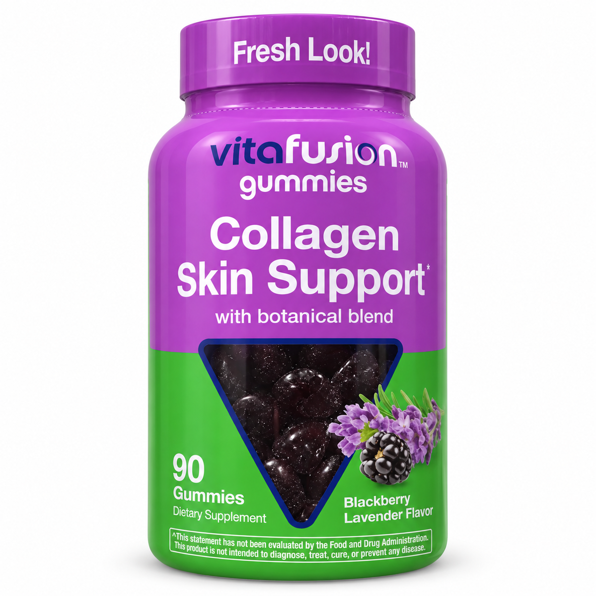 Vitafusion Nighttime Skin Support Collagen 90 gummies — front view