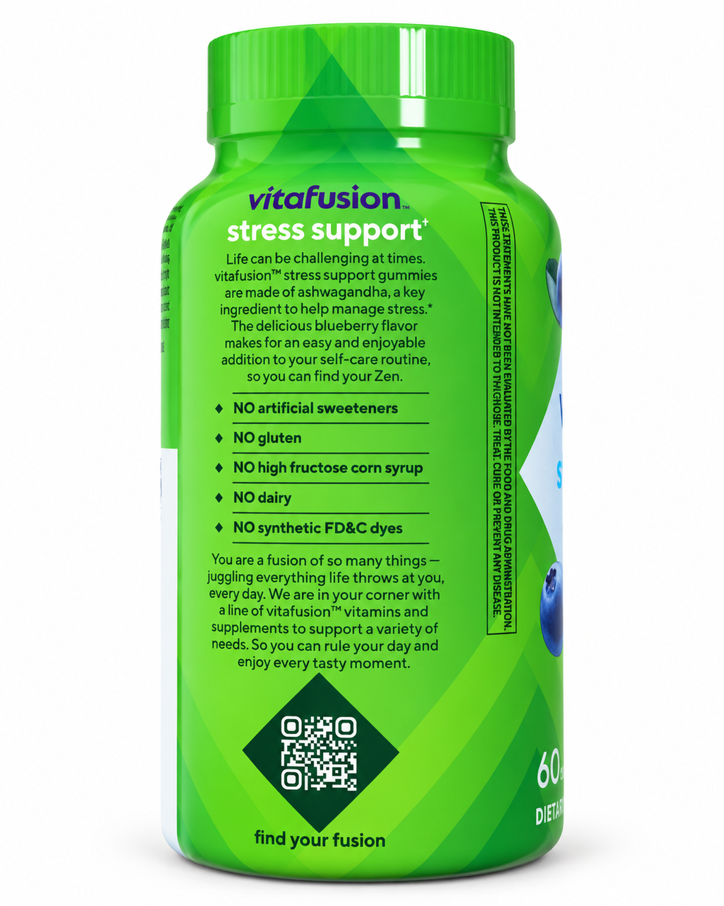 Vitafusion Stress Support Ashwagandha 125 mg - side label